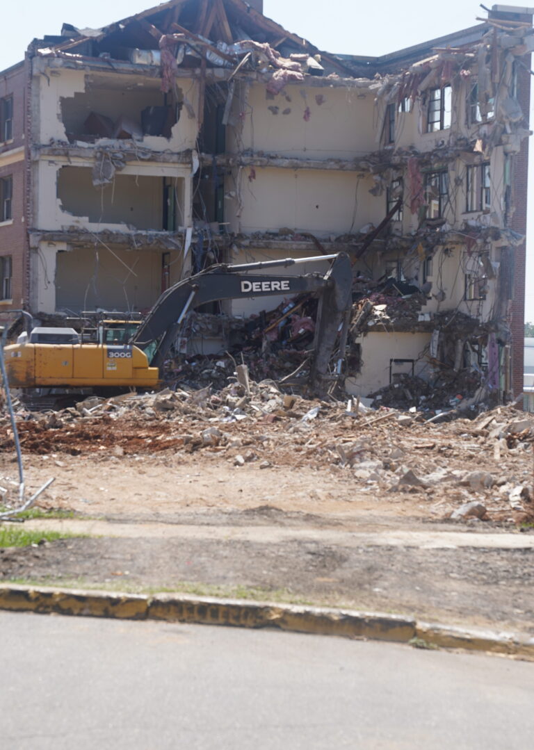 Demolition begins of Gibbs Hall dormitory. (Photo Credit: Janelle Sear/WANM News)