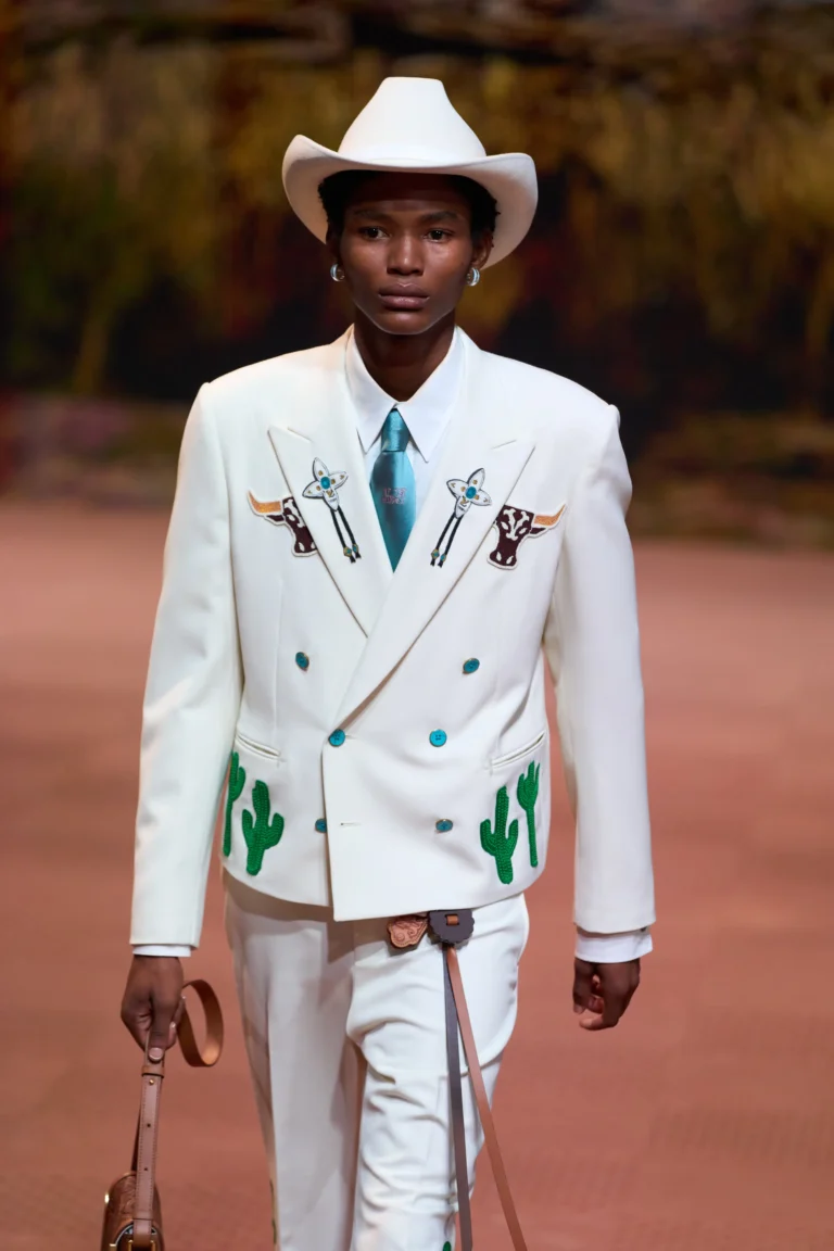 A model walks the runway during the Louis Vuitton Menswear Fall/Winter 2024-2025 show (Photo Credit: Francois Durand/Getty Images)