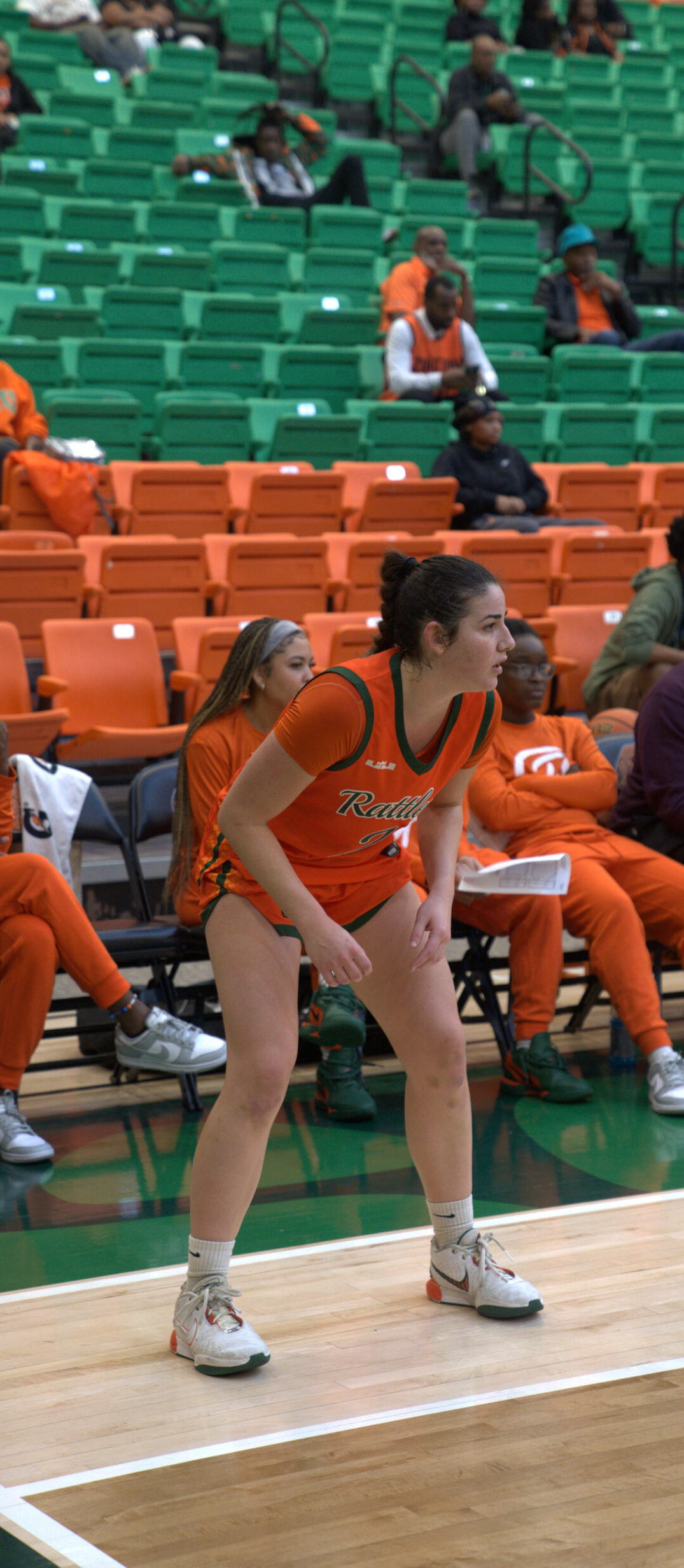 Aina Subirats waiting to shoot a three pointer. (Photo Credit: Jalen Scott)
