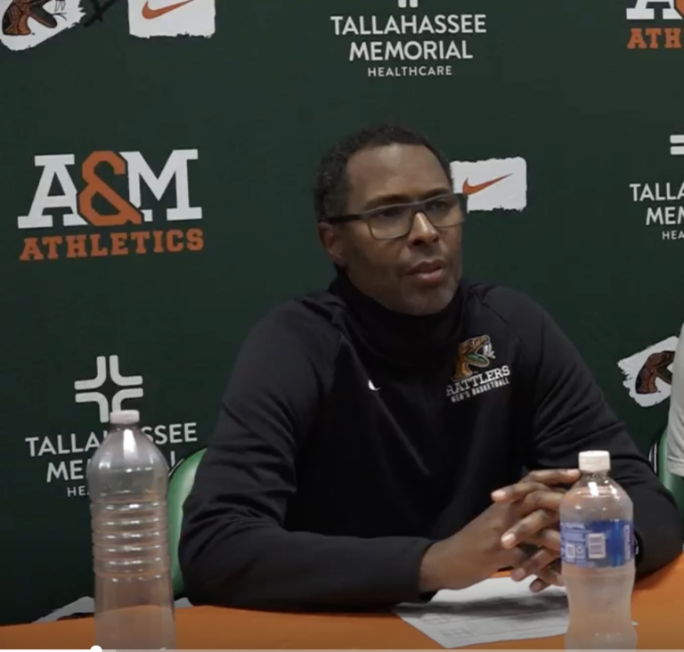 Head coach Charlie Ward Jr. following loss to Texas Southern 62-57 (Photo credit: Christopher Morgan)